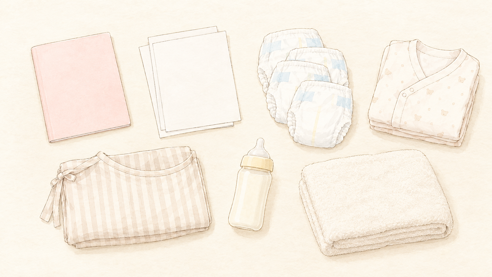 乳児健診の持ち物一覧のイラスト